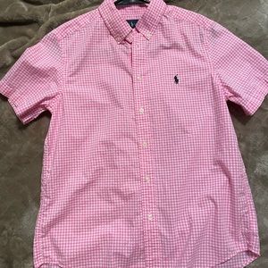 Boys L (14/16) Ralph Lauren Poplin Short Sleeve Button Down